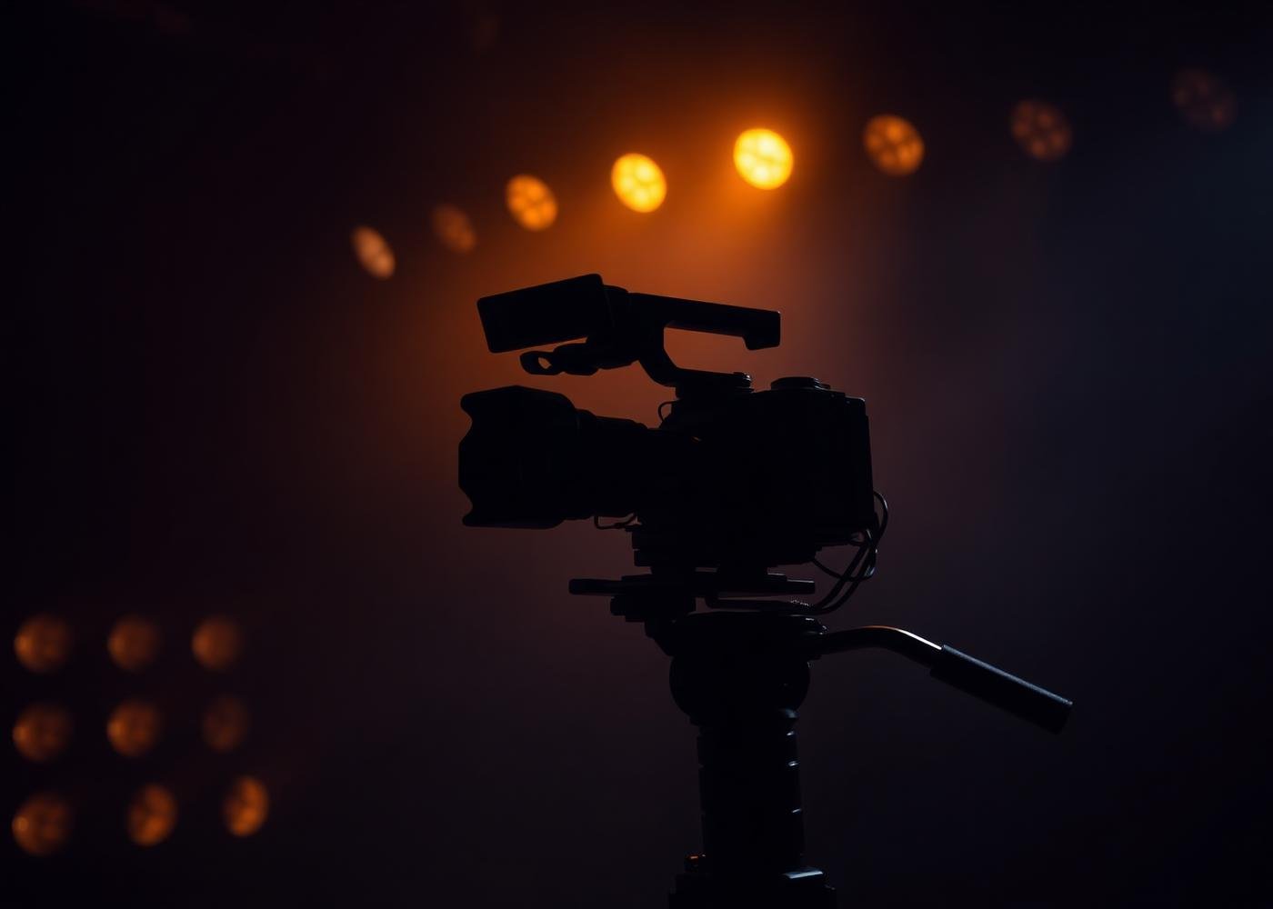 Cinema camera silhouette on a production set