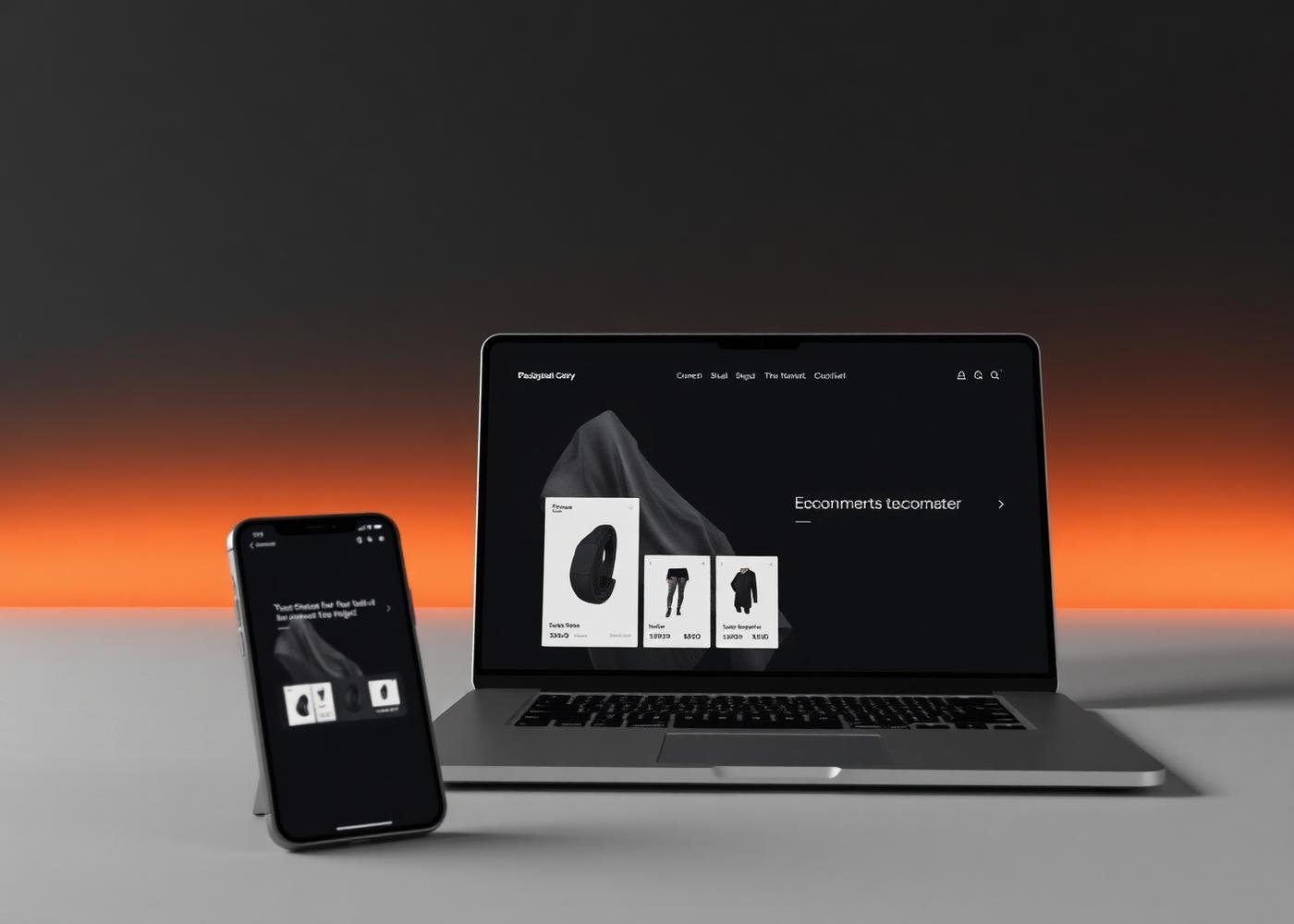 Modern e-commerce storefront displayed across desktop and mobile devices